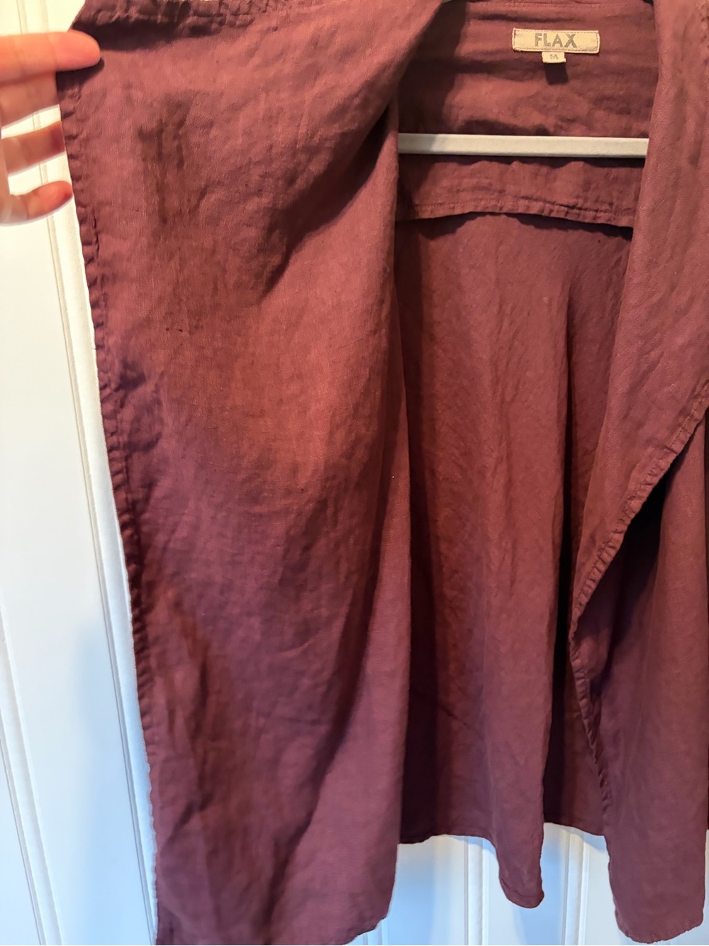 Flax Open-front Drape Cardigan Linen Cotton Blend Sleeves Size Medium - Picture 4 of 11